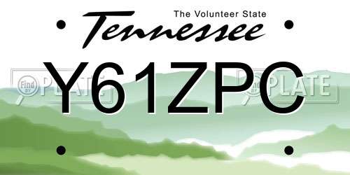 Y61ZPC Tennessee License Plate