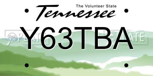 Y63TBA Tennessee License Plate