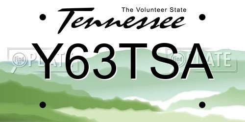 Y63TSA Tennessee License Plate