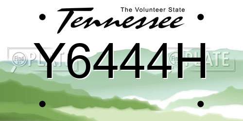 Y6444H Tennessee License Plate