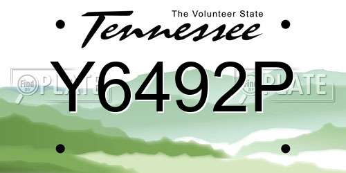 Y6492P Tennessee License Plate