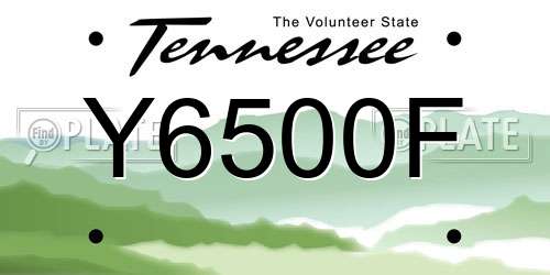 Y6500F Tennessee License Plate