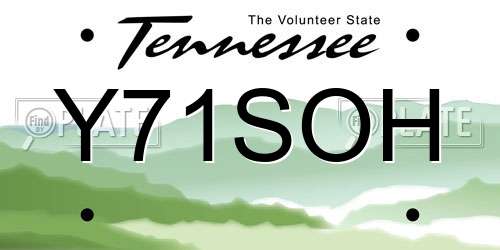 Y71SOH Tennessee License Plate
