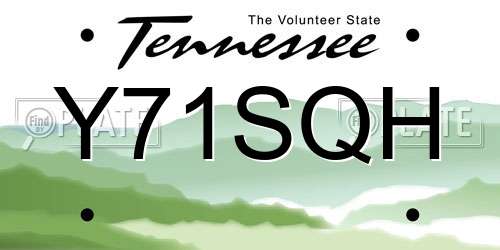 Y71SQH Tennessee License Plate