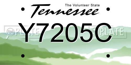 Y7205C Tennessee License Plate