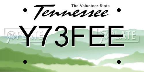 Y73FEE Tennessee License Plate