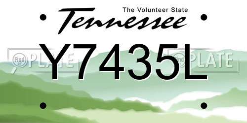 Y7435L Tennessee License Plate