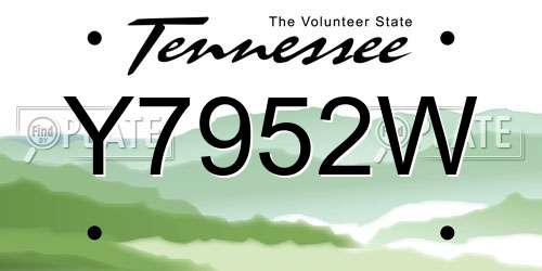 Y7952W Tennessee License Plate