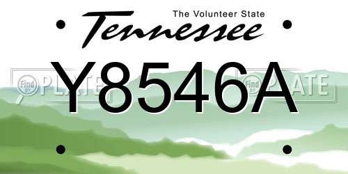 Y8546A Tennessee License Plate