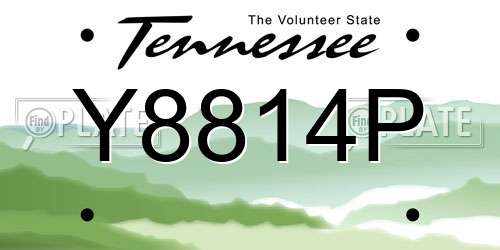 Y8814P Tennessee License Plate