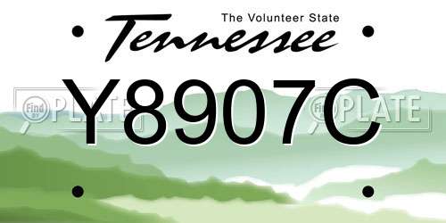 Y8907C Tennessee License Plate