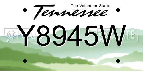 Y8945W Tennessee License Plate