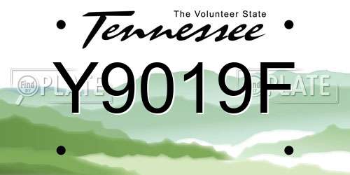 Y9019F Tennessee License Plate