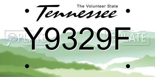 Y9329F Tennessee License Plate