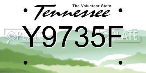 Y9735F Tennessee License Plate