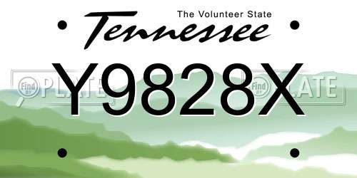 Y9828X Tennessee License Plate