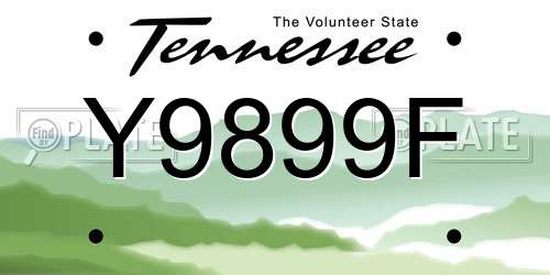 Y9899F Tennessee License Plate