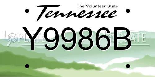 Y9986B Tennessee License Plate