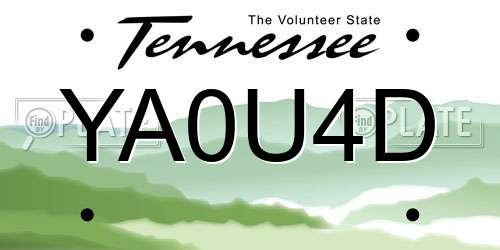 YA0U4D Tennessee License Plate