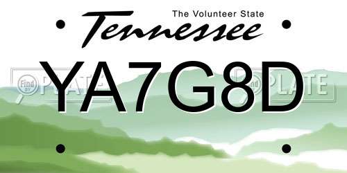 YA7G8D Tennessee License Plate