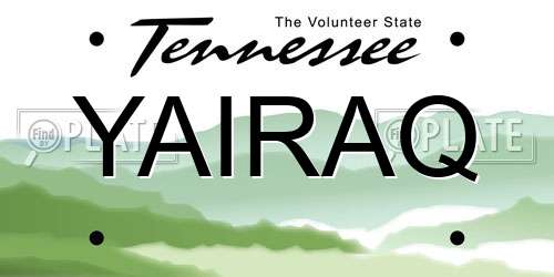 YAIRAQ Tennessee License Plate
