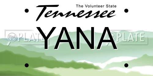 YANA Tennessee License Plate