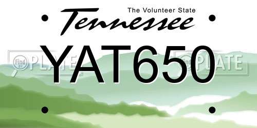 YAT650 Tennessee License Plate