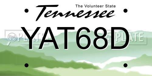 YAT68D Tennessee License Plate