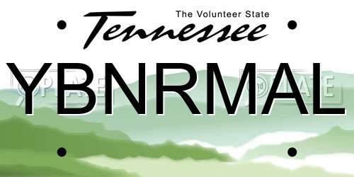 YBNRMAL Tennessee License Plate