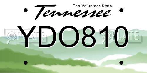 YDO810 Tennessee License Plate