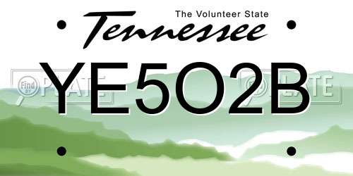 YE5O2B Tennessee License Plate