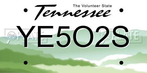 YE5O2S Tennessee License Plate