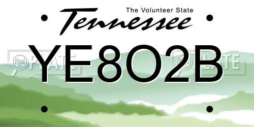 YE8O2B Tennessee License Plate