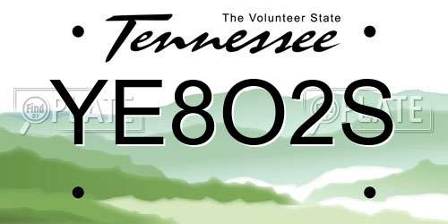 YE8O2S Tennessee License Plate
