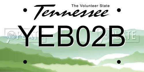 YEB02B Tennessee License Plate