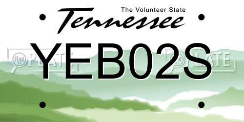 YEB02S Tennessee License Plate