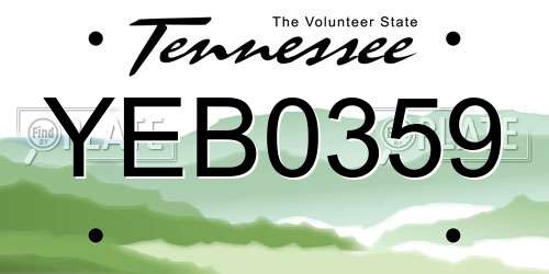 YEB0359 Tennessee License Plate