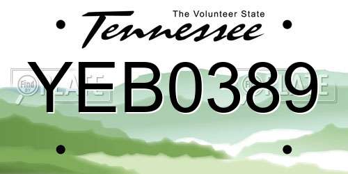 YEB0389 Tennessee License Plate