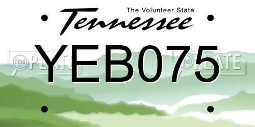 YEB075 Tennessee License Plate