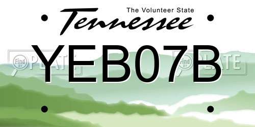 YEB07B Tennessee License Plate
