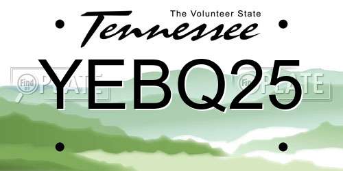 YEBQ25 Tennessee License Plate