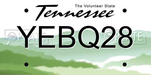 YEBQ28 Tennessee License Plate