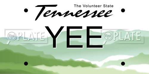 YEE Tennessee License Plate