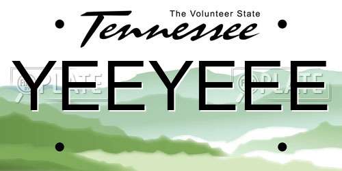 YEEYEEE Tennessee License Plate