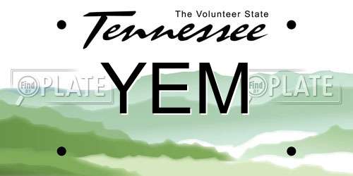 YEM Tennessee License Plate