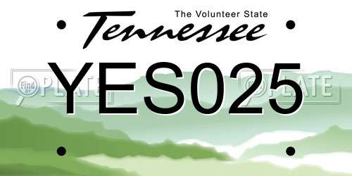 YES025 Tennessee License Plate