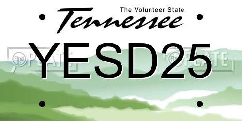 YESD25 Tennessee License Plate
