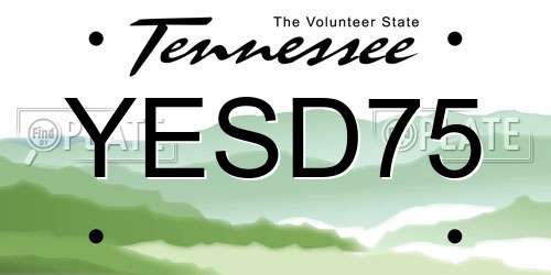 YESD75 Tennessee License Plate