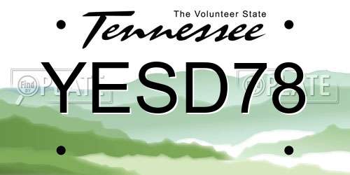 YESD78 Tennessee License Plate