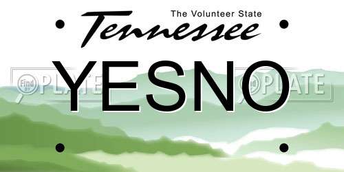 YESNO Tennessee License Plate